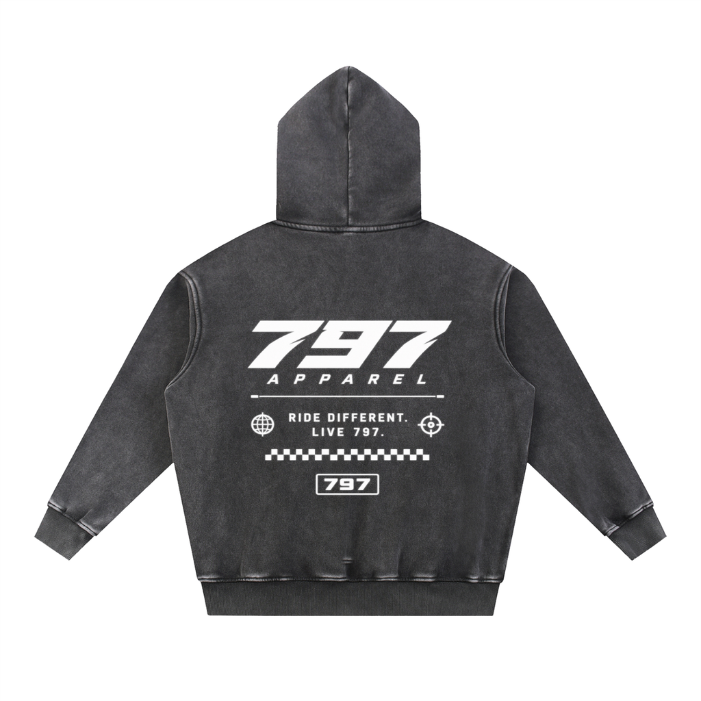 797 apparel Snow Wash Fleece Oversize Hoodie