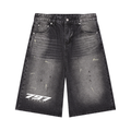 797 apparel Men’s Vintage Wash Wide Leg Denim Shorts