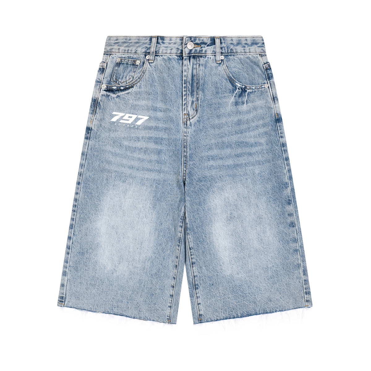 797 apparel Men’s Vintage Wide Leg Denim Shorts