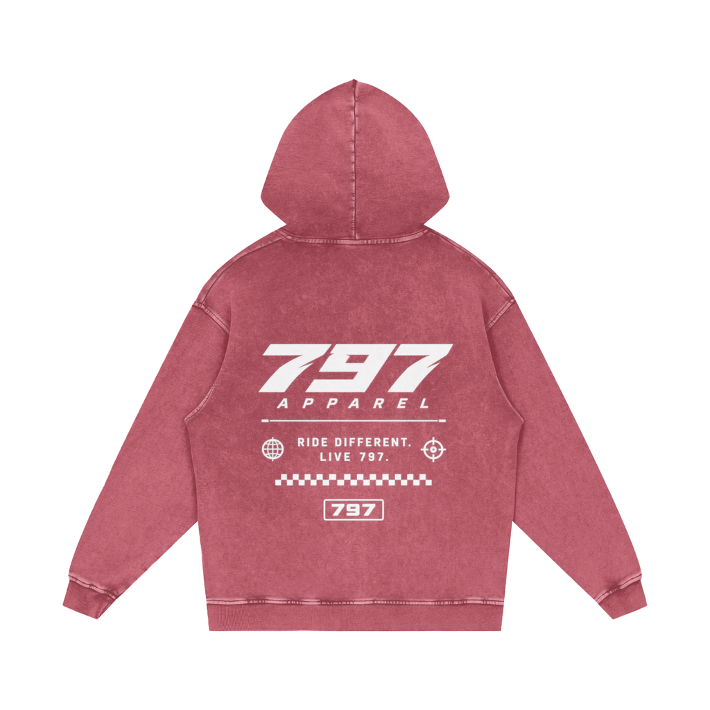 797 apparel Snow Washed Loose Cotton Hoodie