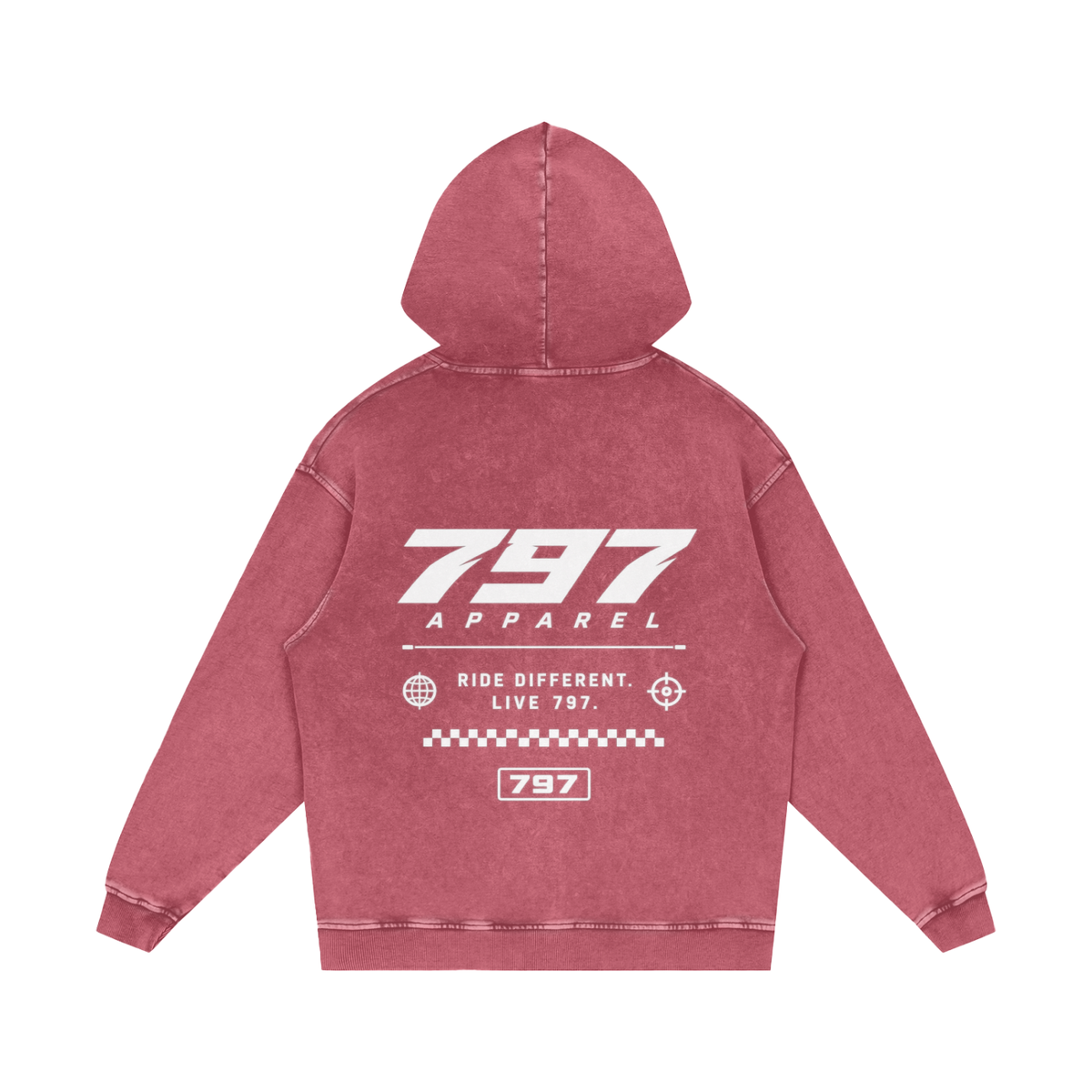 797 apparel Snow Washed Loose Cotton Hoodie