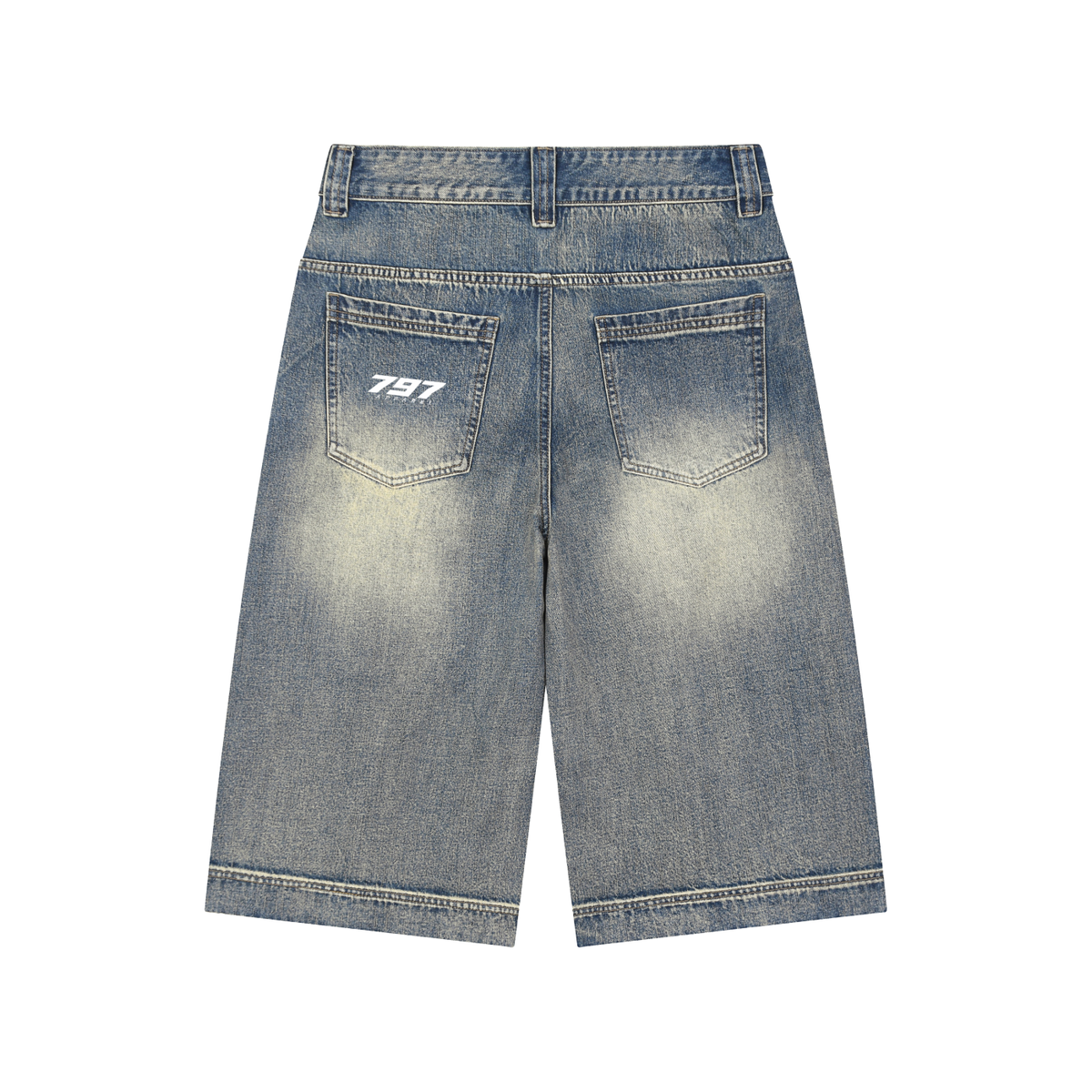 797 apparel Vintage Wash Baggy Denim Shorts