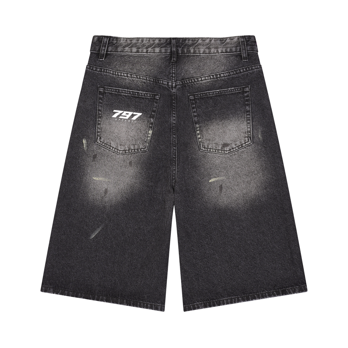 797 apparel Men’s Vintage Wash Wide Leg Denim Shorts