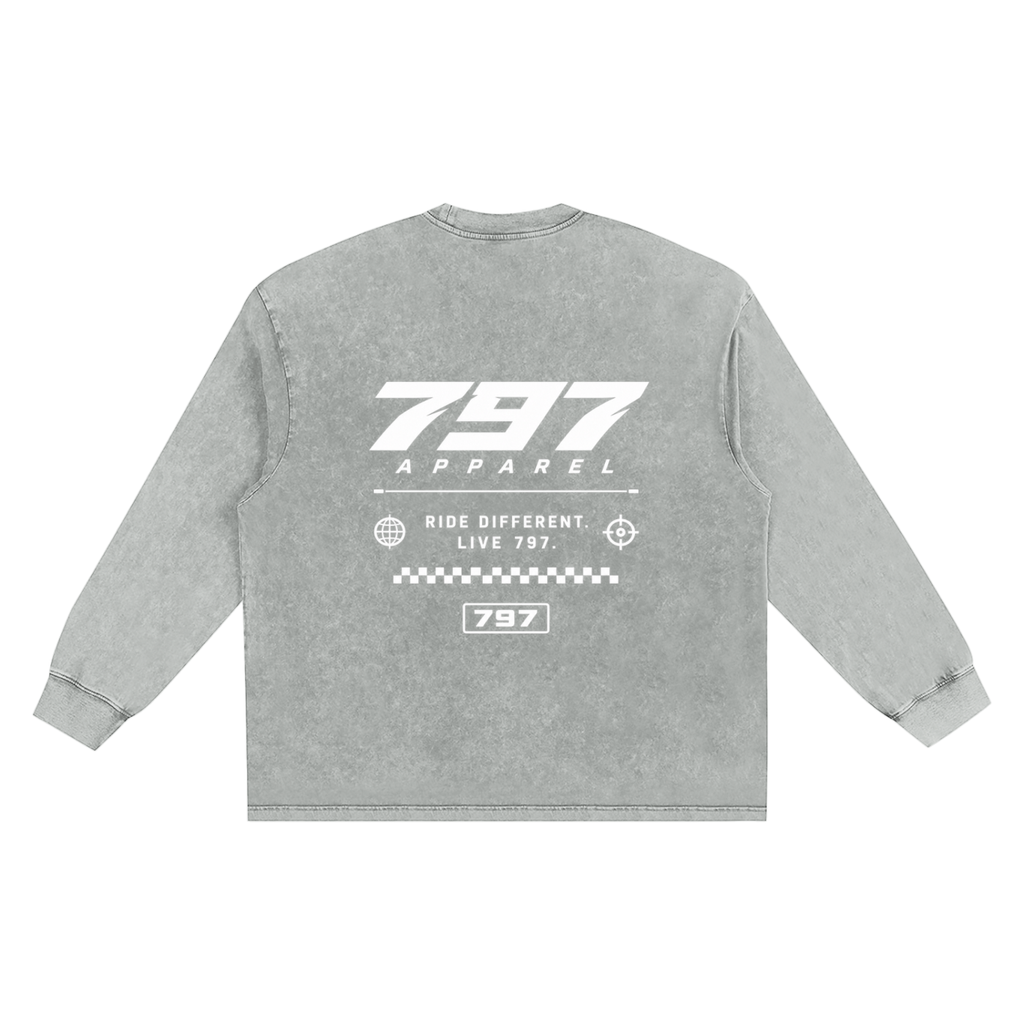 797 apparel Snow Washed Frayed Edge T-Shirt