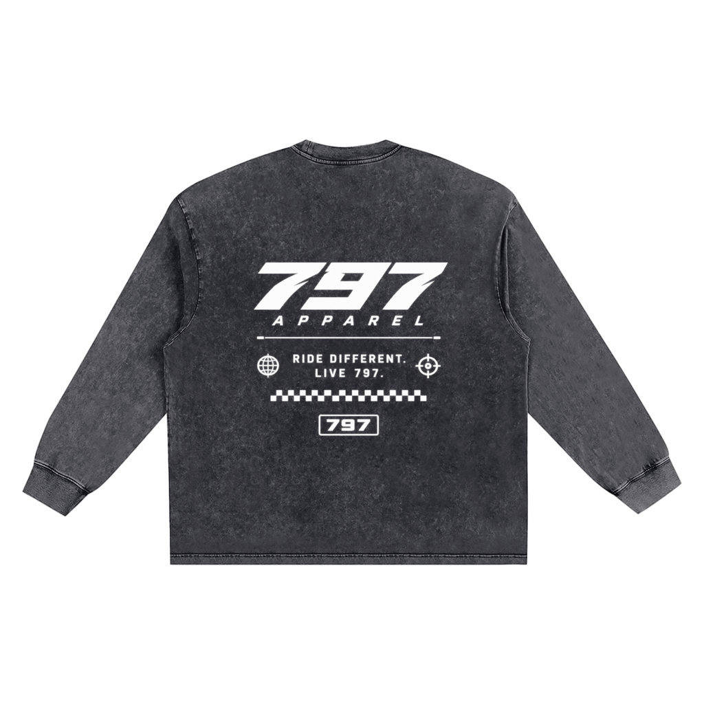 797 apparel Snow Washed Frayed Edge T-Shirt