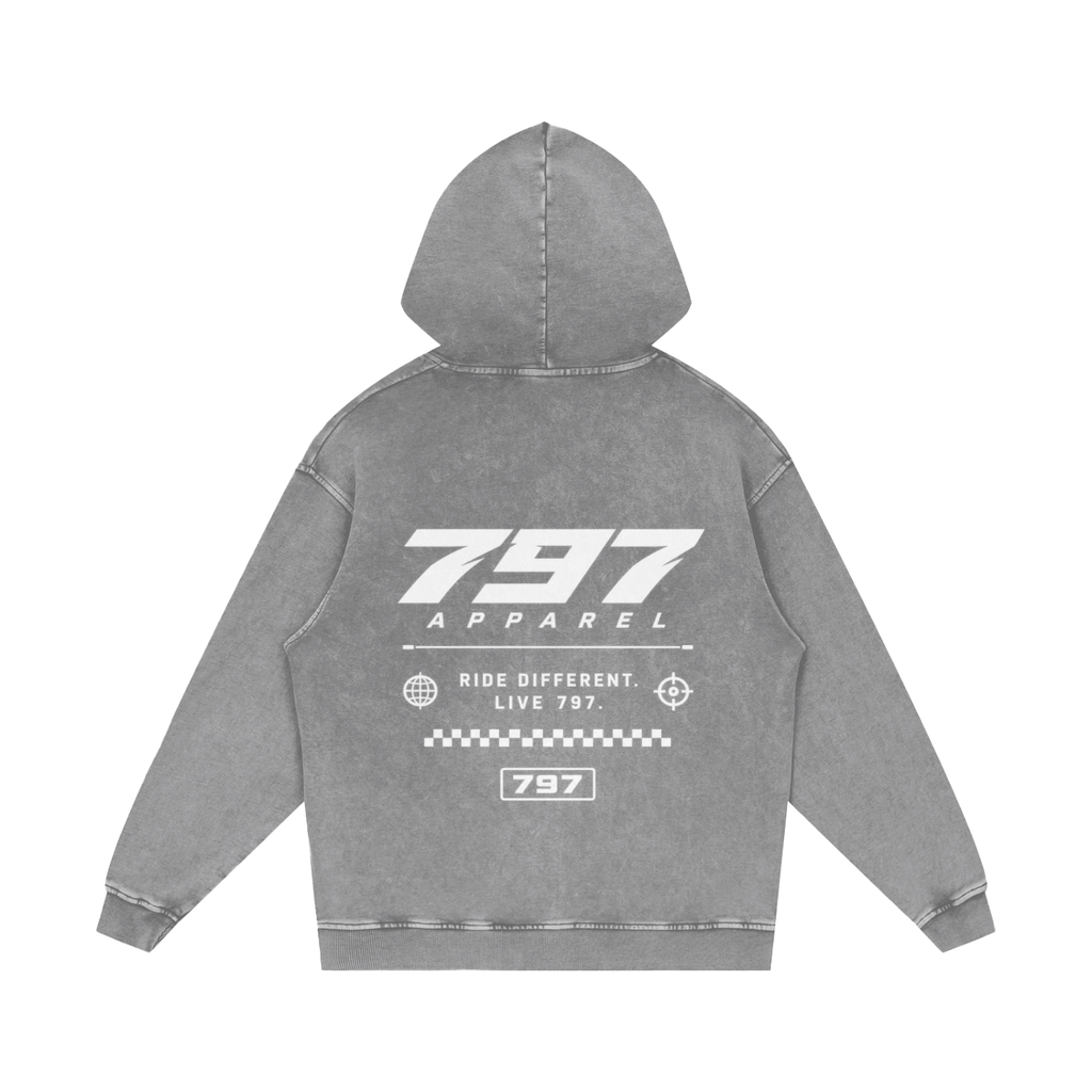 797 apparel Snow Washed Loose Cotton Hoodie