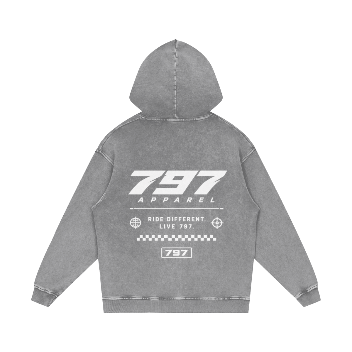 797 apparel Snow Washed Loose Cotton Hoodie