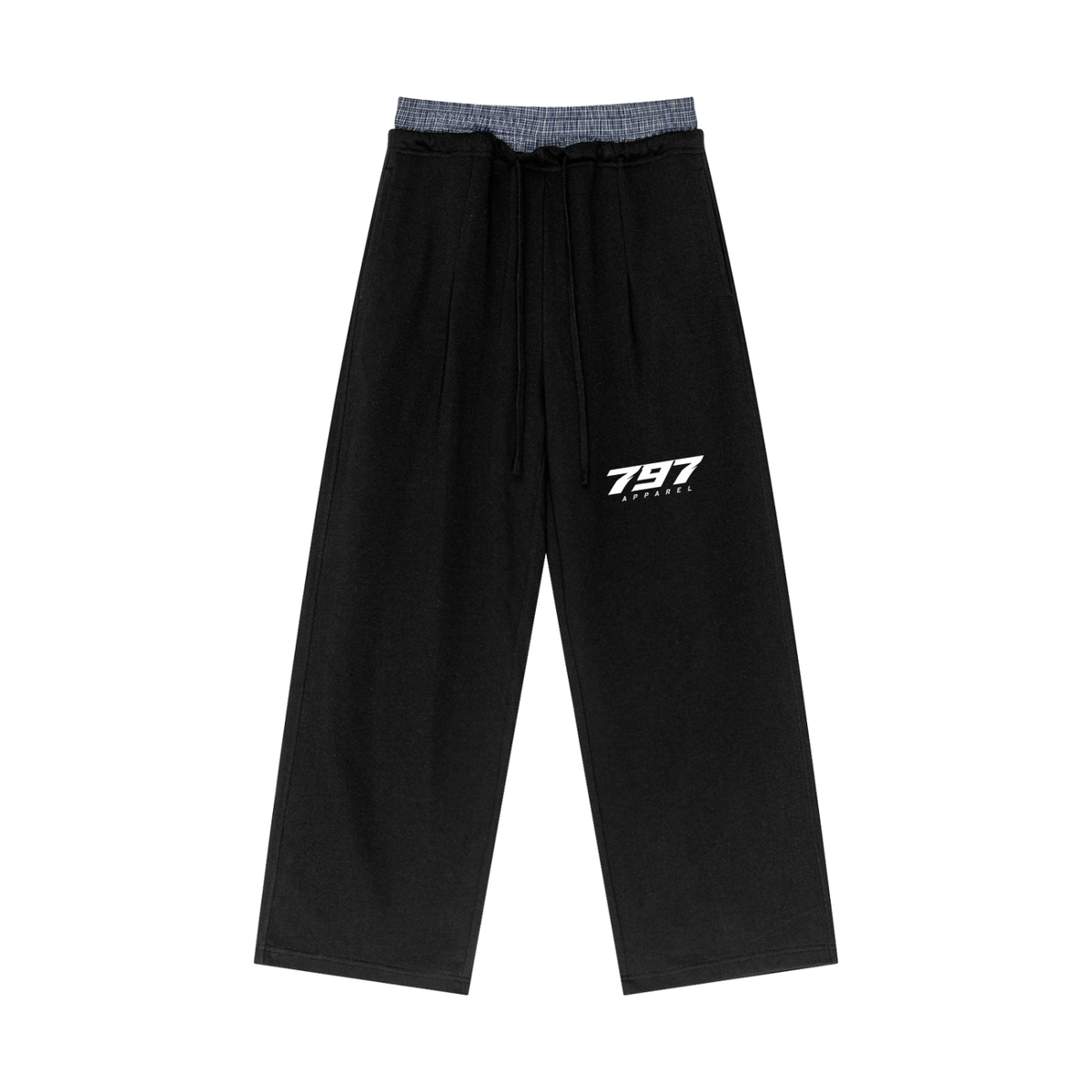 797 apparel Plaid Contrast Waist Pants