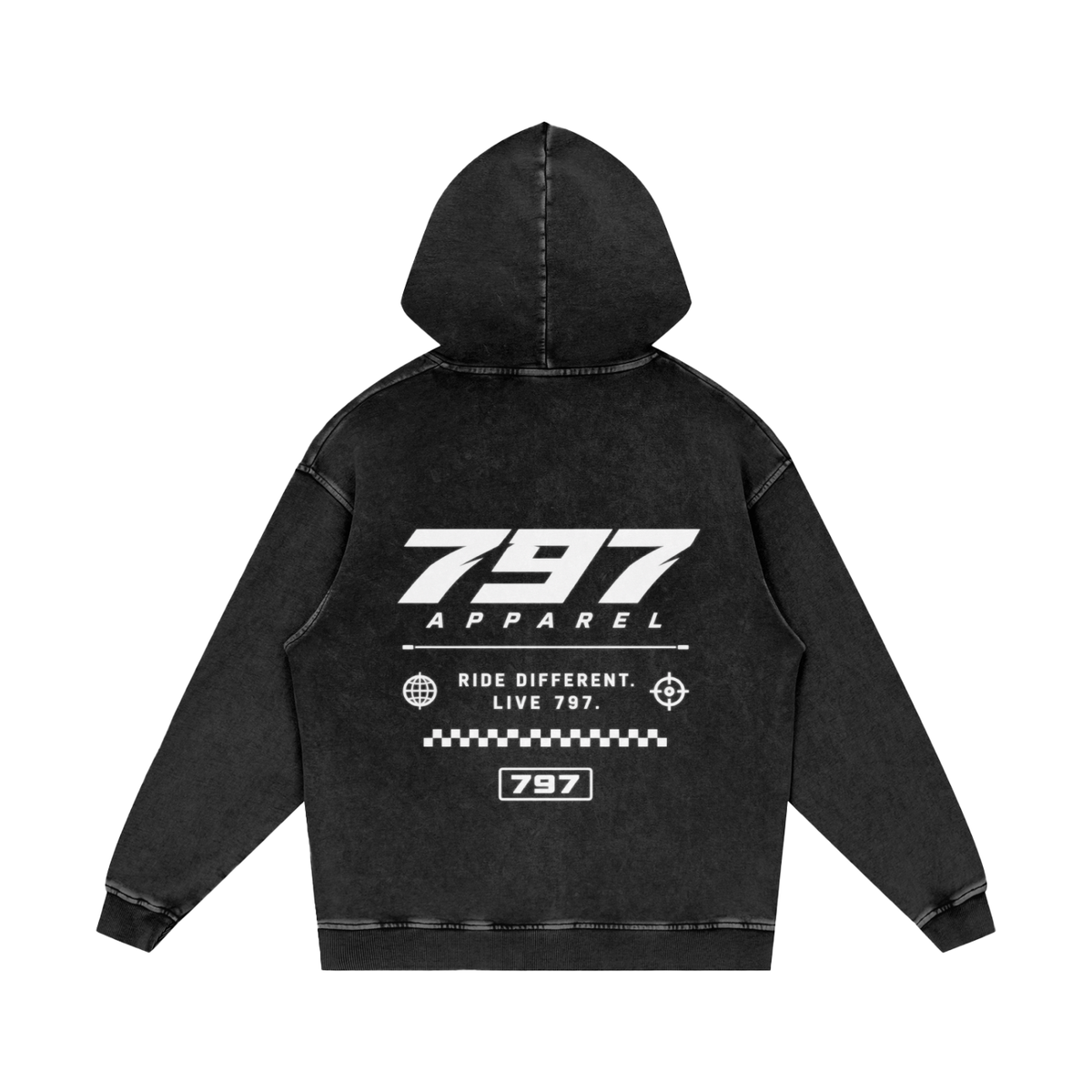 797 apparel Snow Washed Loose Cotton Hoodie