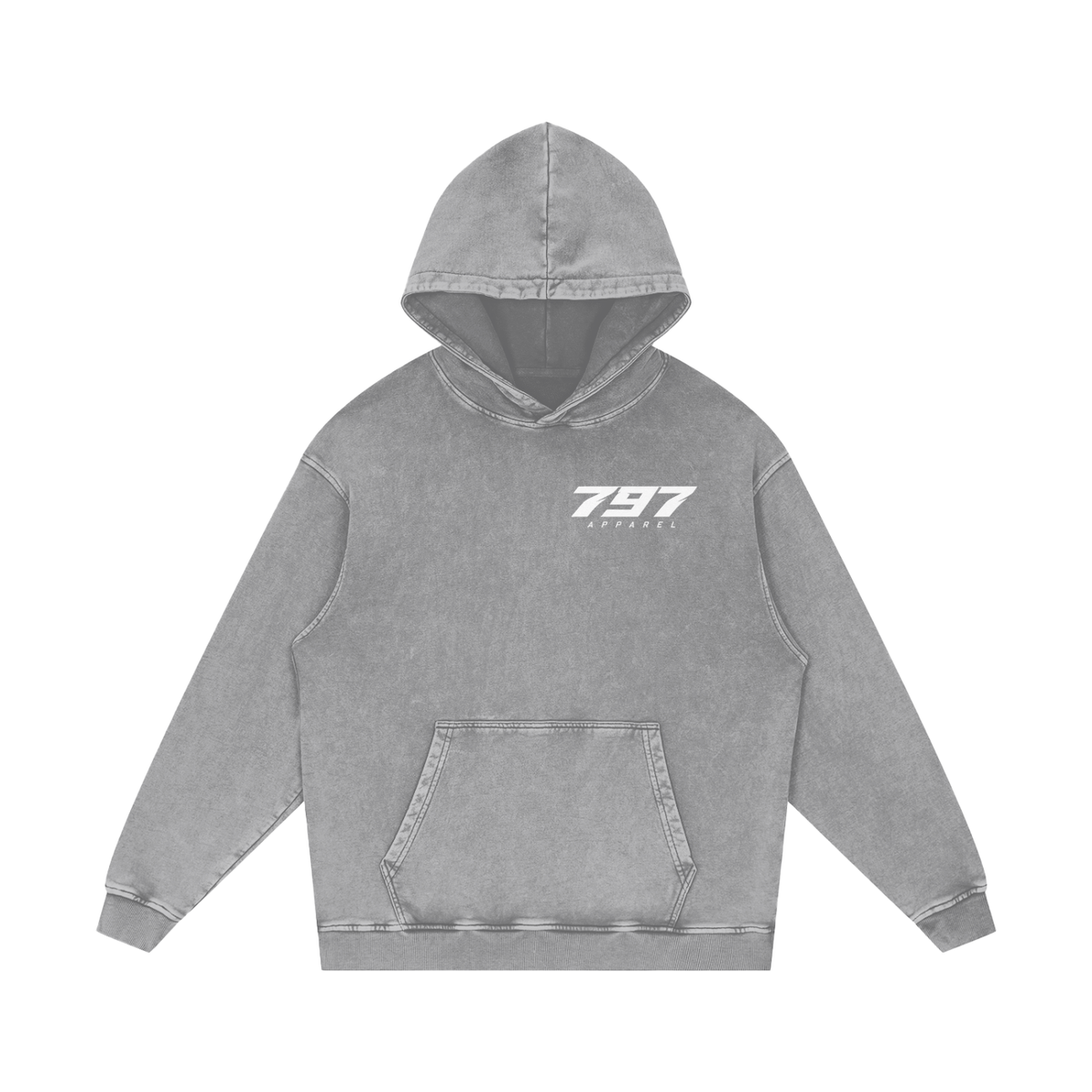 797 apparel Snow Washed Loose Cotton Hoodie