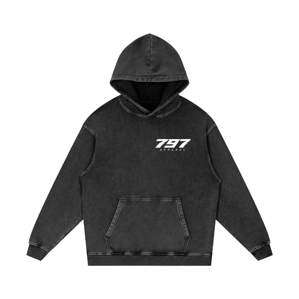 797 apparel Snow Washed Loose Cotton Hoodie