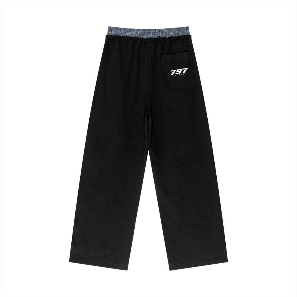 797 apparel Plaid Contrast Waist Pants
