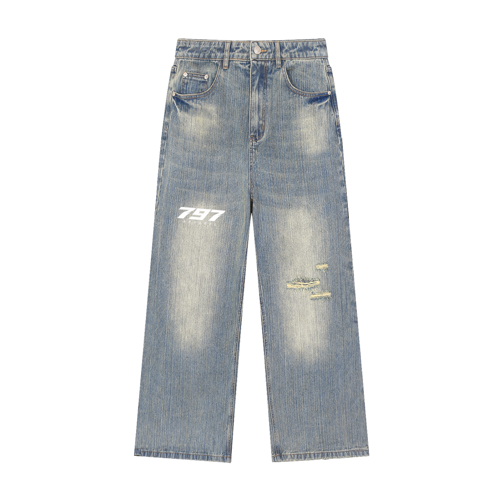 797 apparel Vintage Wash Distressed Denim Jeans